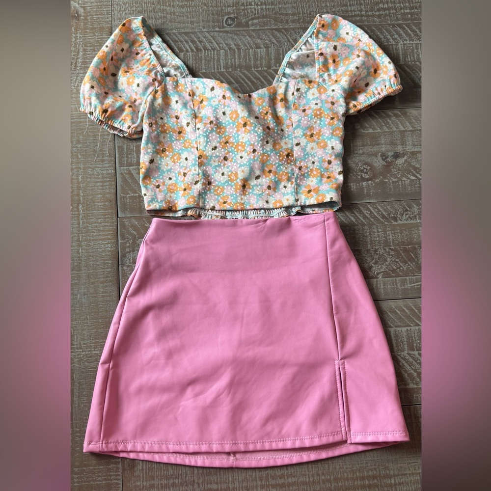 Pink Faux Leather Stretchy Mini Skirt - Picture 9 of 13